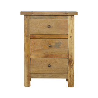 3 Drawer Mango Wood Bedside Table