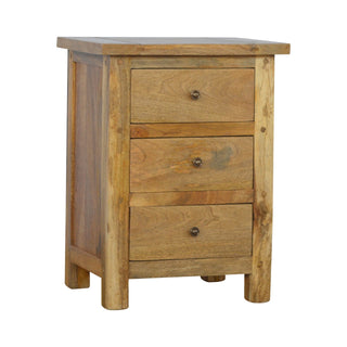 3 Drawer Mango Wood Bedside Table