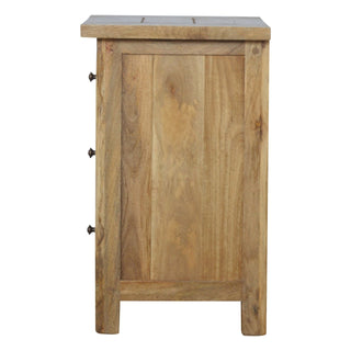3 Drawer Mango Wood Bedside Table