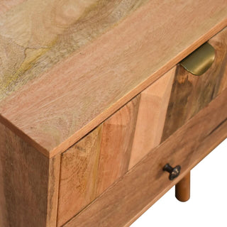 Prism Carved Bedside Table, Oak Finish