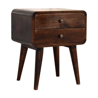 Mango Wood Bedside Table with Walnut Finish