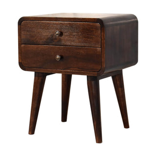 Mango Wood Bedside Table with Walnut Finish