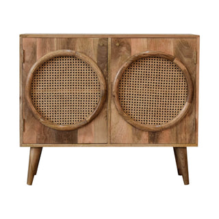 Larissa Two-Door Cabinet – Mango Wood with Rattan Accents
