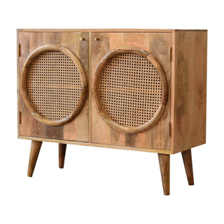 Larissa Two-Door Cabinet – Mango Wood with Rattan Accents
