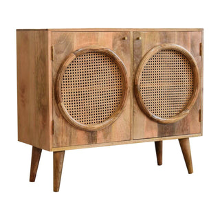 Larissa Two-Door Cabinet – Mango Wood with Rattan Accents