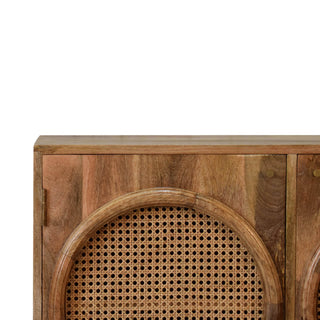 Larissa Two-Door Cabinet – Mango Wood with Rattan Accents