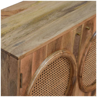 Larissa Two-Door Cabinet – Mango Wood with Rattan Accents