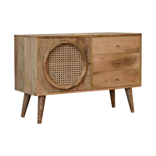Mango Wood Larissa Sideboard with 3 Drawers and 1 Cabinet, Oak Finish