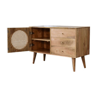 Mango Wood Larissa Sideboard with 3 Drawers and 1 Cabinet, Oak Finish