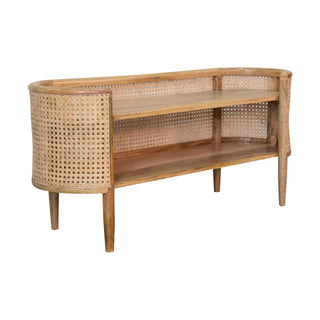 Larissa Mango Wood and Rattan Shelving Unit