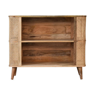 Mango Wood & Rattan Larissa Open Shelf Cabinet