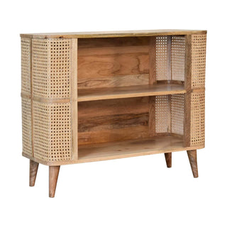 Mango Wood & Rattan Larissa Open Shelf Cabinet