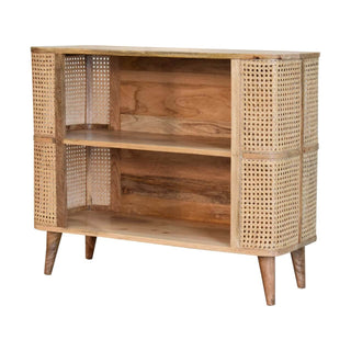 Mango Wood & Rattan Larissa Open Shelf Cabinet
