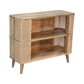 Mango Wood & Rattan Larissa Open Shelf Cabinet