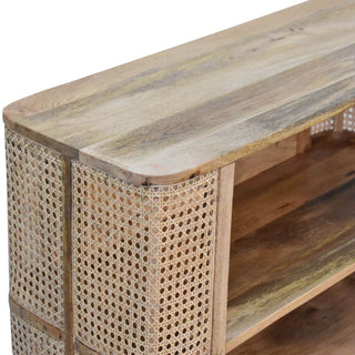 Mango Wood & Rattan Larissa Open Shelf Cabinet