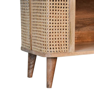 Mango Wood & Rattan Larissa Open Shelf Cabinet