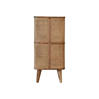 Mango Wood & Rattan Larissa Open Shelf Cabinet
