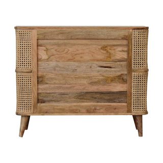 Mango Wood & Rattan Larissa Open Shelf Cabinet