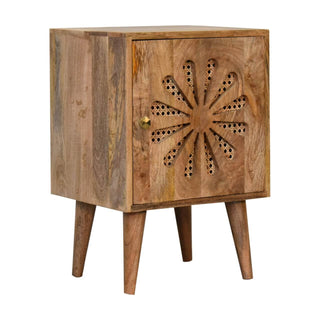 Mango Wood Rosalie Bedside Table, Oak Finish