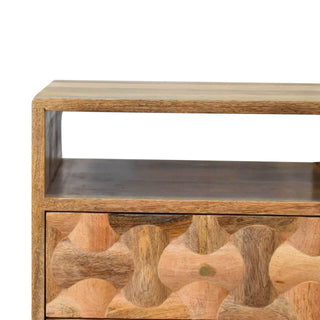Mango Wood Kita Bedside Table with 2 Drawers, Oak Finish