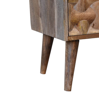 Mango Wood Kita Bedside Table with 2 Drawers, Oak Finish