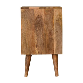 Mango Wood Kita Bedside Table with 2 Drawers, Oak Finish