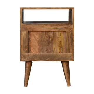 Mango Wood Kita Bedside Table with 2 Drawers, Oak Finish