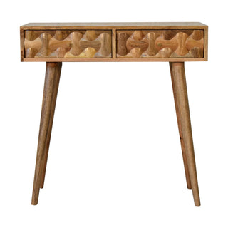 Kita 2 Drawer Console Table, Mango Wood in Oak Finish