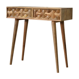 Kita 2 Drawer Console Table, Mango Wood in Oak Finish