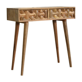 Kita 2 Drawer Console Table, Mango Wood in Oak Finish