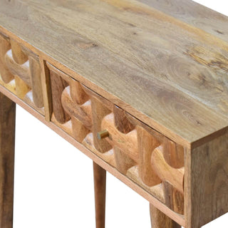 Kita 2 Drawer Console Table, Mango Wood in Oak Finish