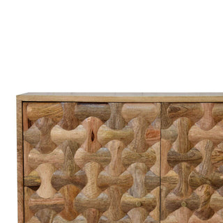 Carved Mango Wood Kita Cabinet in Oak Finish