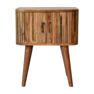 Mango Wood Mokka Bedside Table with 1 Hidden Drawer and Shelf
