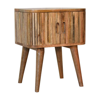 Mango Wood Mokka Bedside Table with 1 Hidden Drawer and Shelf