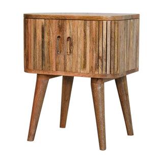 Mango Wood Mokka Bedside Table with 1 Hidden Drawer and Shelf