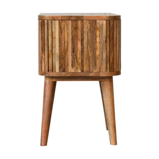 Mango Wood Mokka Bedside Table with 1 Hidden Drawer and Shelf
