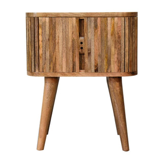 Mango Wood Mokka Bedside Table with 1 Hidden Drawer and Shelf