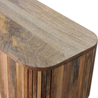 Mango Wood Mokka TV Stand with Sliding Door and 4 Hidden Drawers, Oak Finish