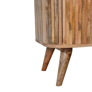 Mango Wood Mokka TV Stand with Sliding Door and 4 Hidden Drawers, Oak Finish