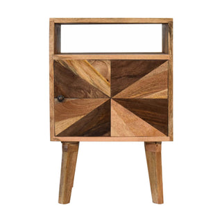 Mango Wood Safi Bedside Table with Two-Tone Oak Finish