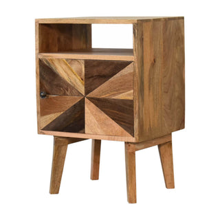 Mango Wood Safi Bedside Table with Two-Tone Oak Finish
