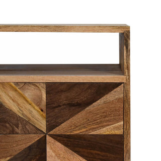 Mango Wood Safi Bedside Table with Two-Tone Oak Finish