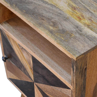Mango Wood Safi Bedside Table with Two-Tone Oak Finish