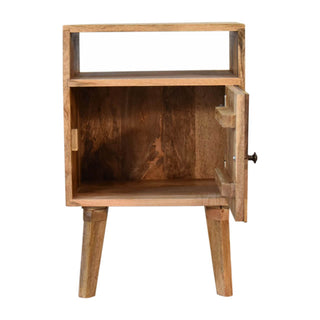 Mango Wood Safi Bedside Table with Two-Tone Oak Finish