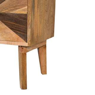 Mango Wood Safi Bedside Table with Two-Tone Oak Finish