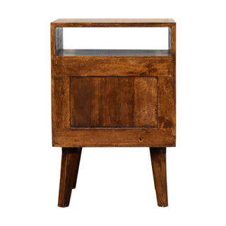 Mango Wood Amouri Bedside Table with 2 Drawers, Chestnut Finish