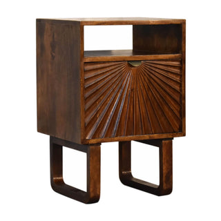 Mango Wood Drew Bedside Table, Chestnut Finish