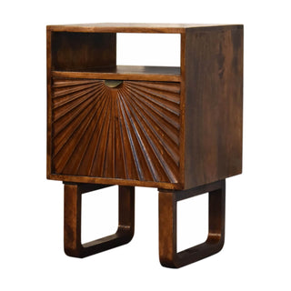 Mango Wood Drew Bedside Table, Chestnut Finish