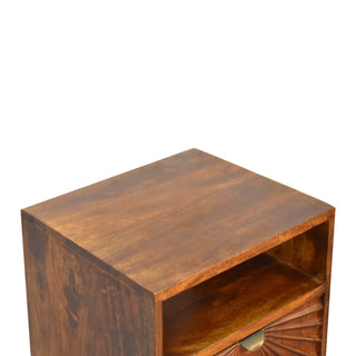 Mango Wood Drew Bedside Table, Chestnut Finish