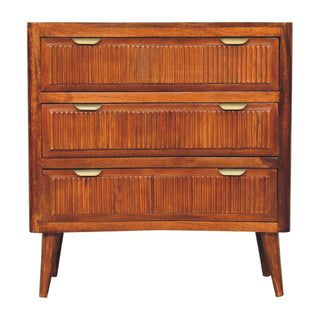 Mango Wood Capri 3-Drawer Chest, Chestnut Finish